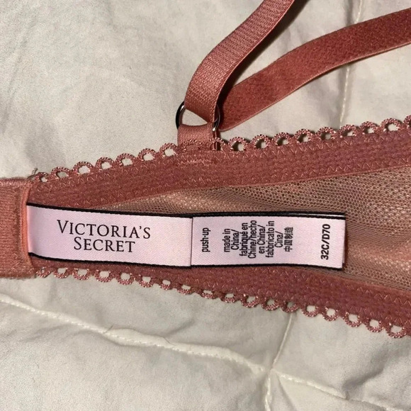 Victoria's Secret 32C DREAM ANGELS Glitter Pushup Champagne Bra Floral Lace Mesh - Picture 2 of 10